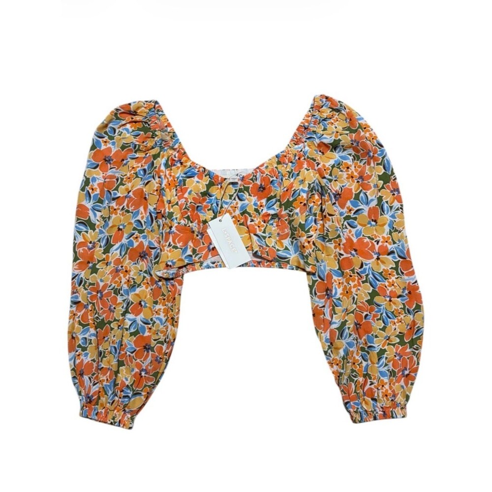 ‼️SOLD‼️ L*SPACE NWT ($154) Long Sleeve Floral Print Clementine Crop Top XS